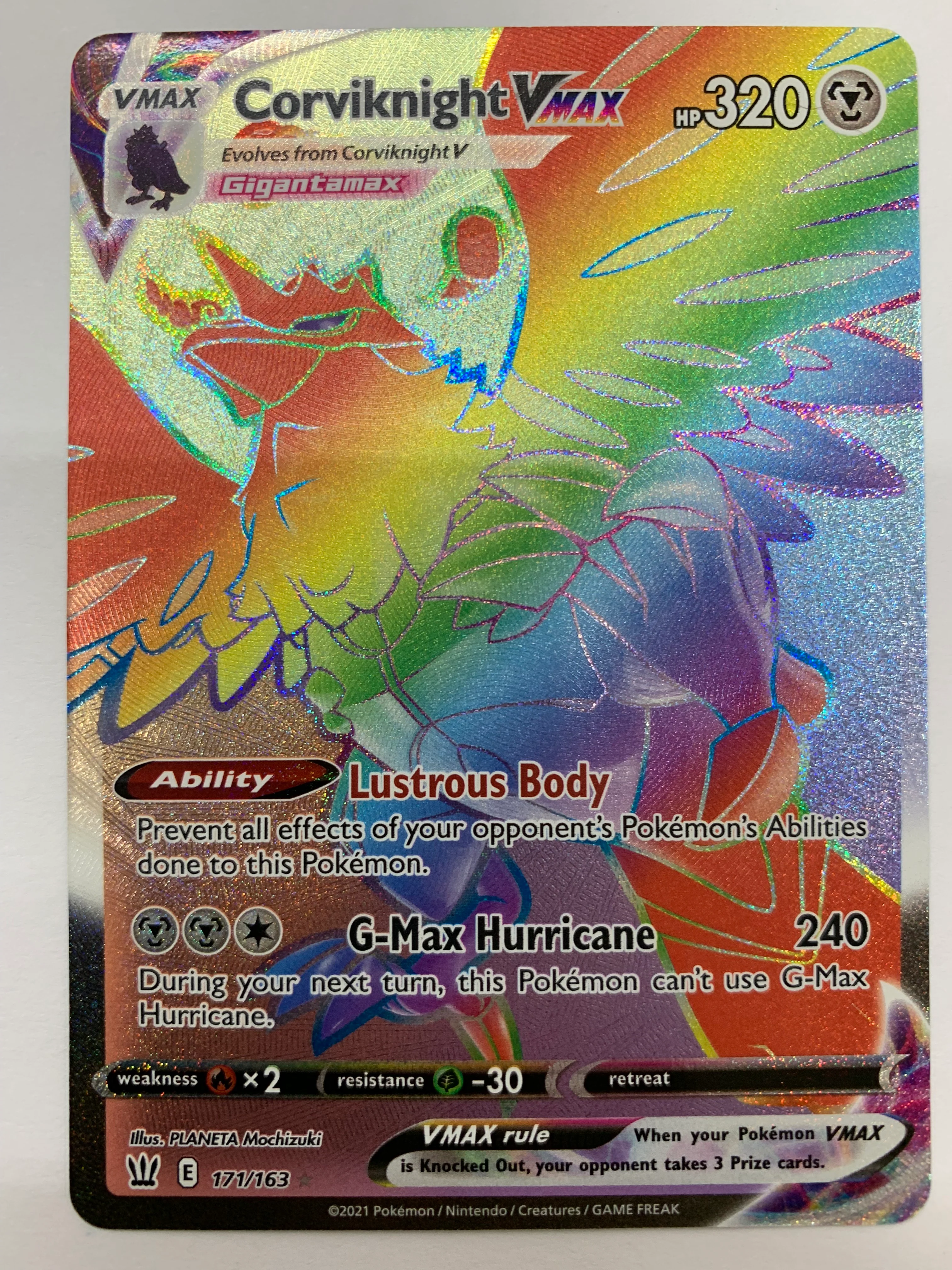 Corviknight VMAX 171/163 Battle Styles Rainbow Rare Pokemon TCG Near Mint