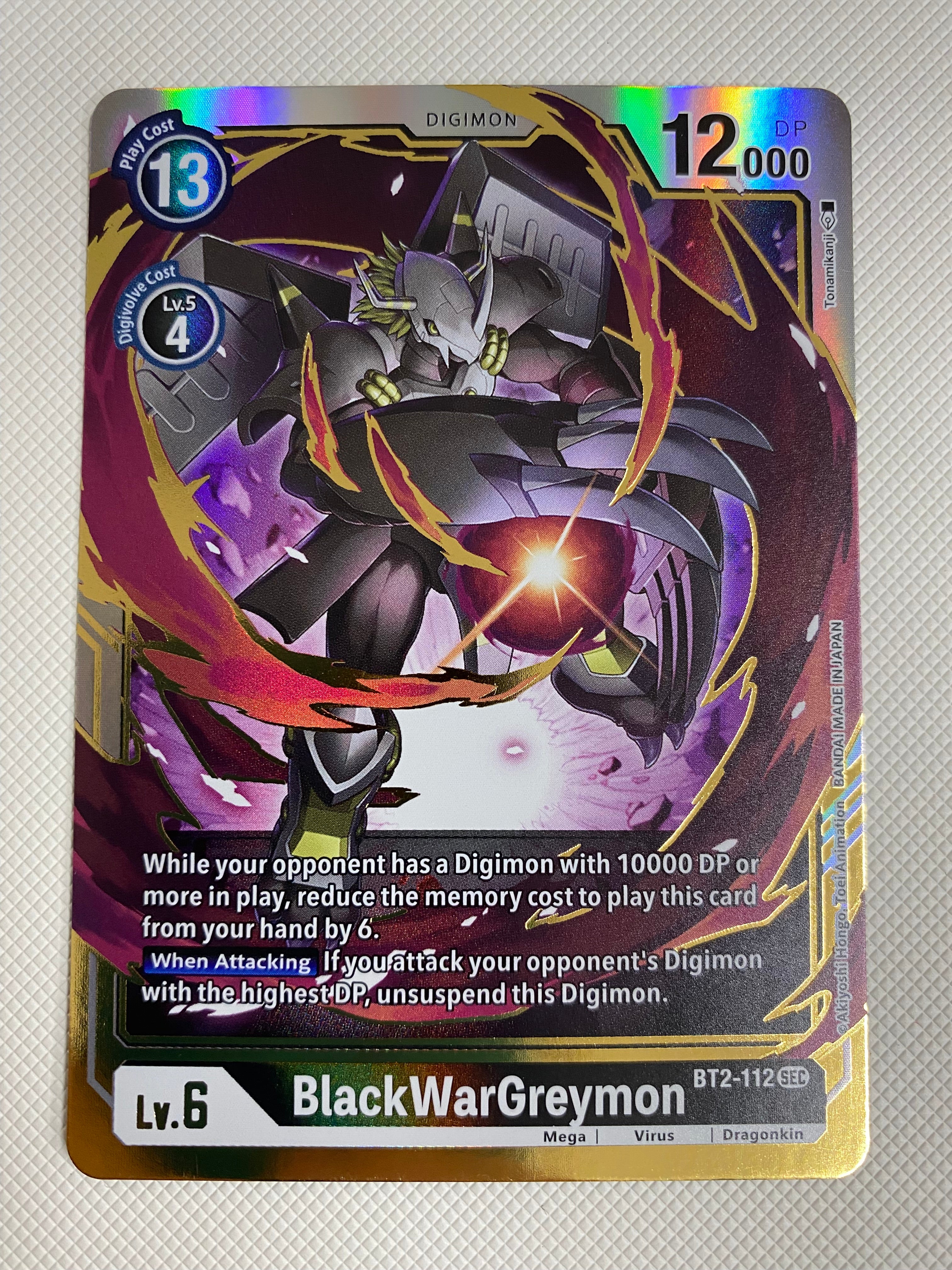 Digimon BlackWarGreymon  BT2-112 Holo Near Mint