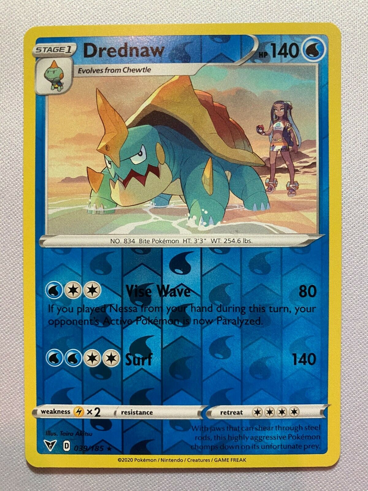 Drednaw 039/185 Rare Vivid Voltage Reverse Holo Pokemon Card Near Mint