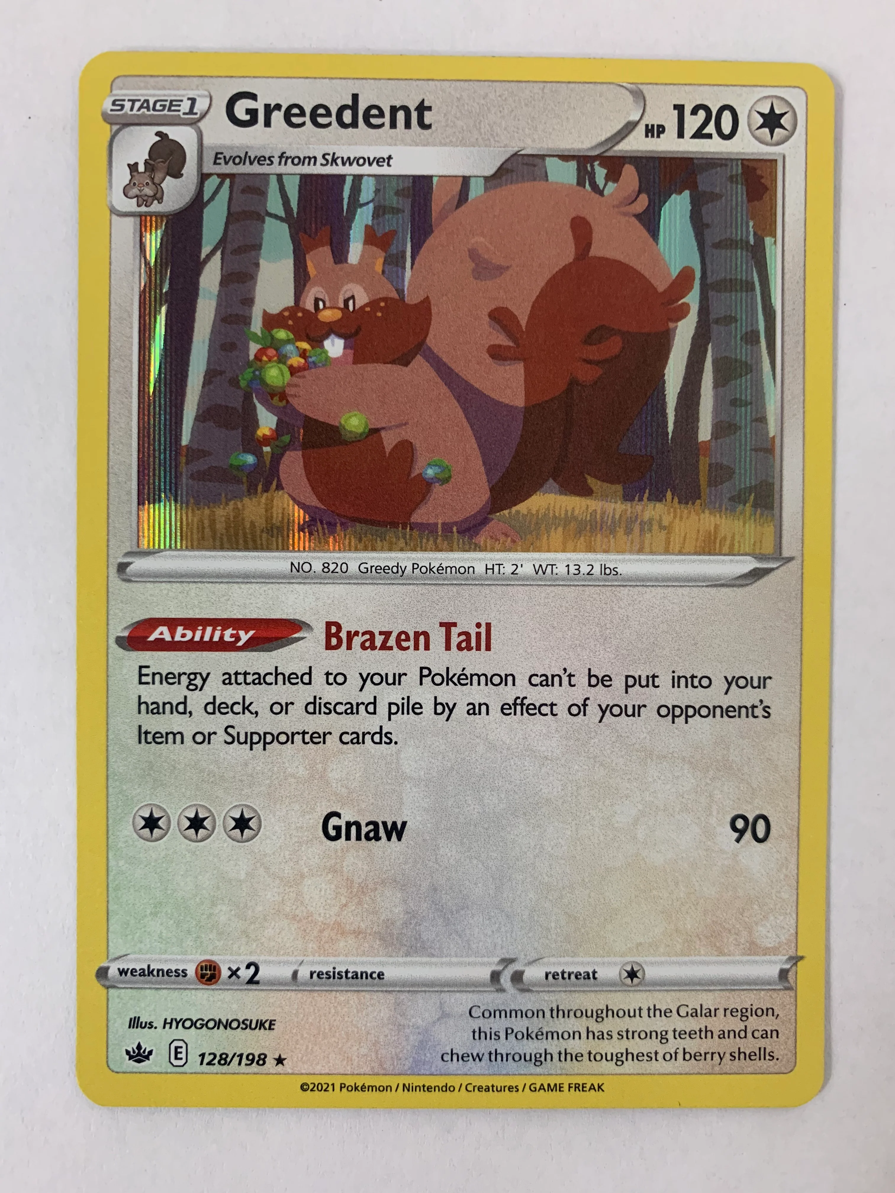 Greedent 128/198 Chilling Reign Holo Rare Near Mint
