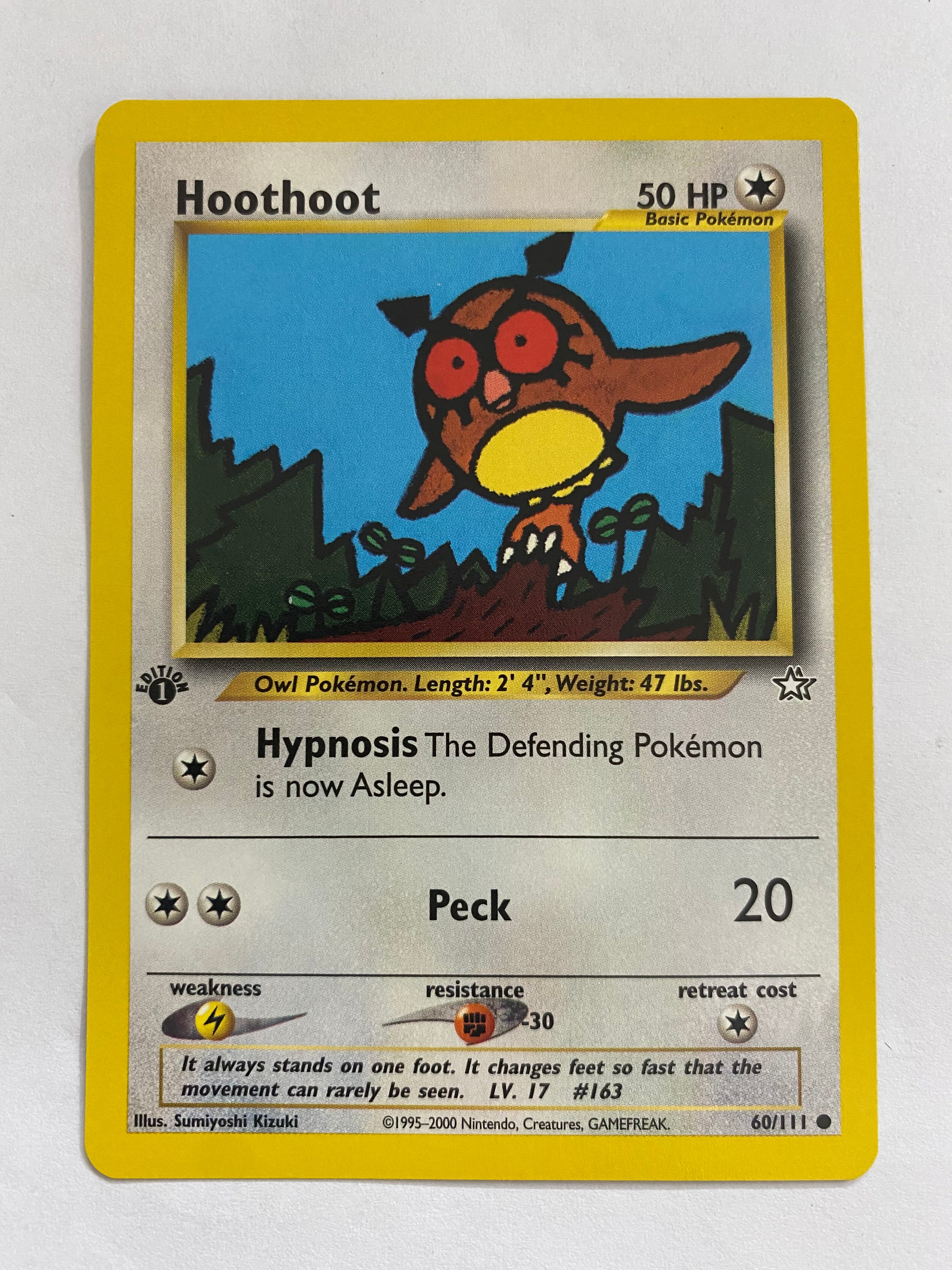 Hoothoot 60/111  Pokemon Card Neo Genesis 1st Edition Common Near Mint - Image 2