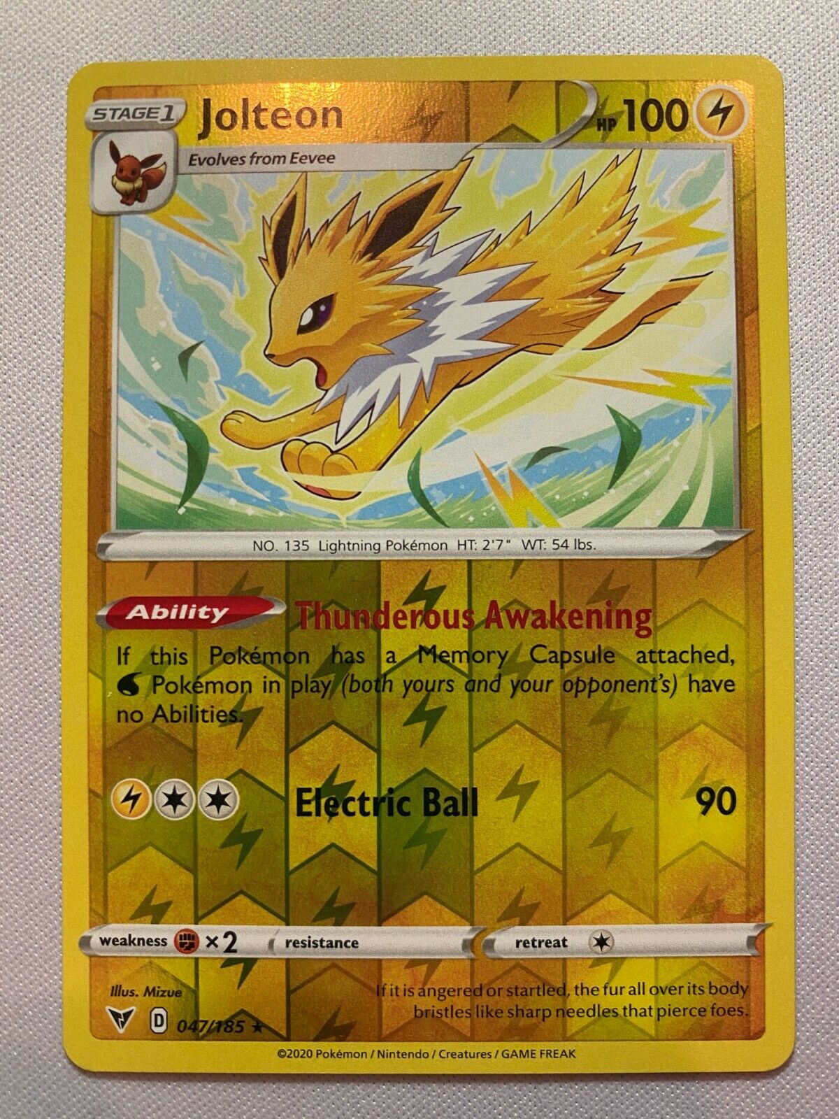 Jolteon 047/185 Reverse Holo Vivid Voltage Pokemon Card Near Mint
