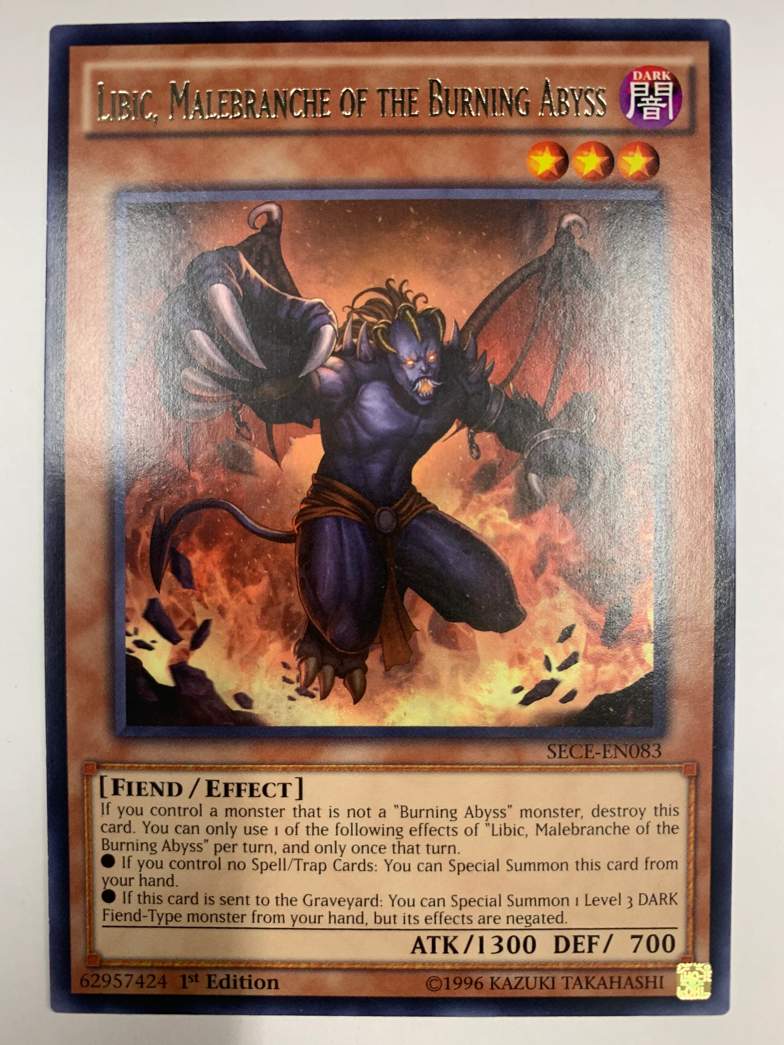 Libic Malebranche Of The Burning Abyss SECE-EN083 Rare 1st Edition Yugioh TCG NM