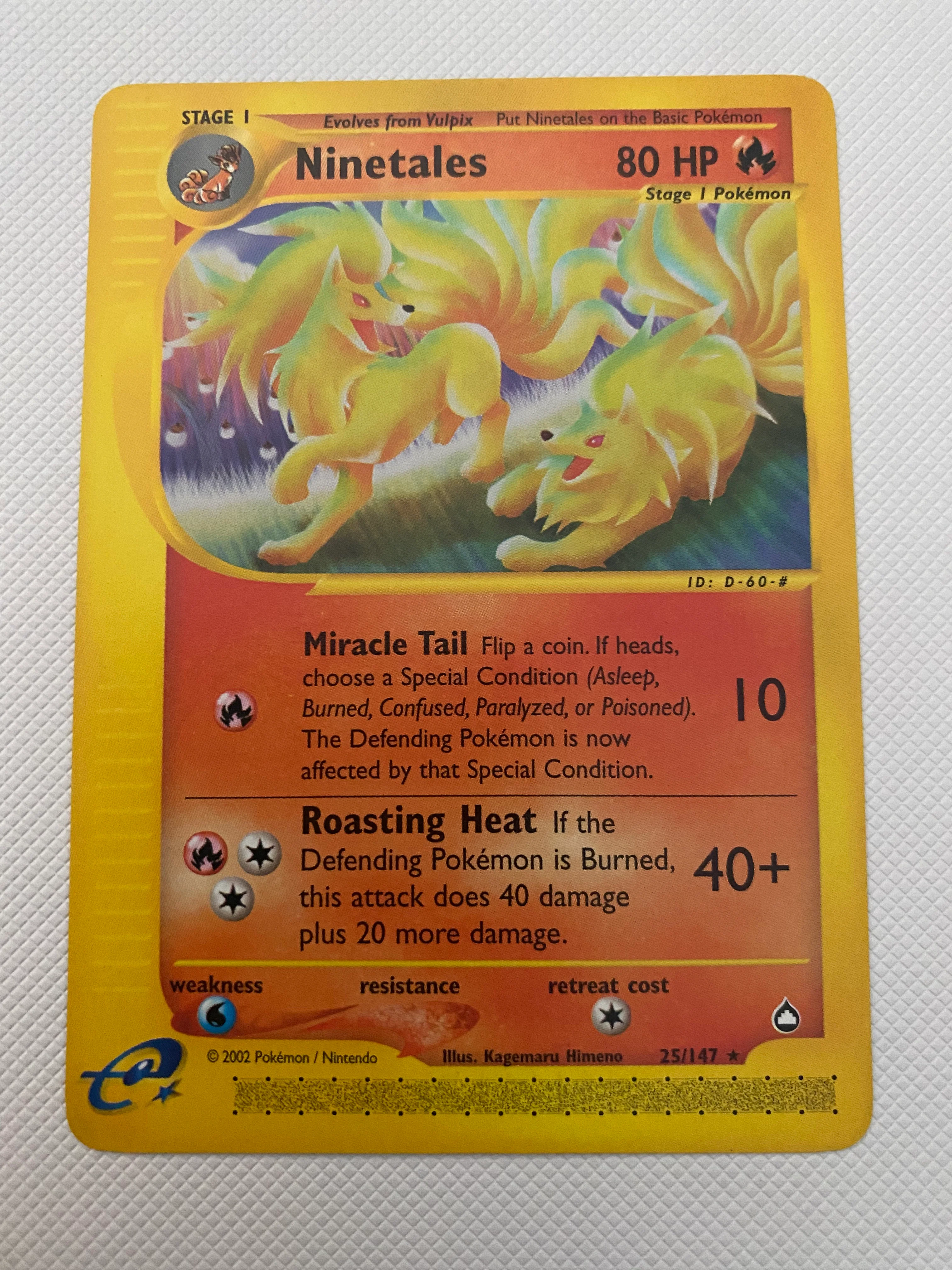 Ninetales 25/147 Rare Aquapolis Pokemon Card Naer Mint