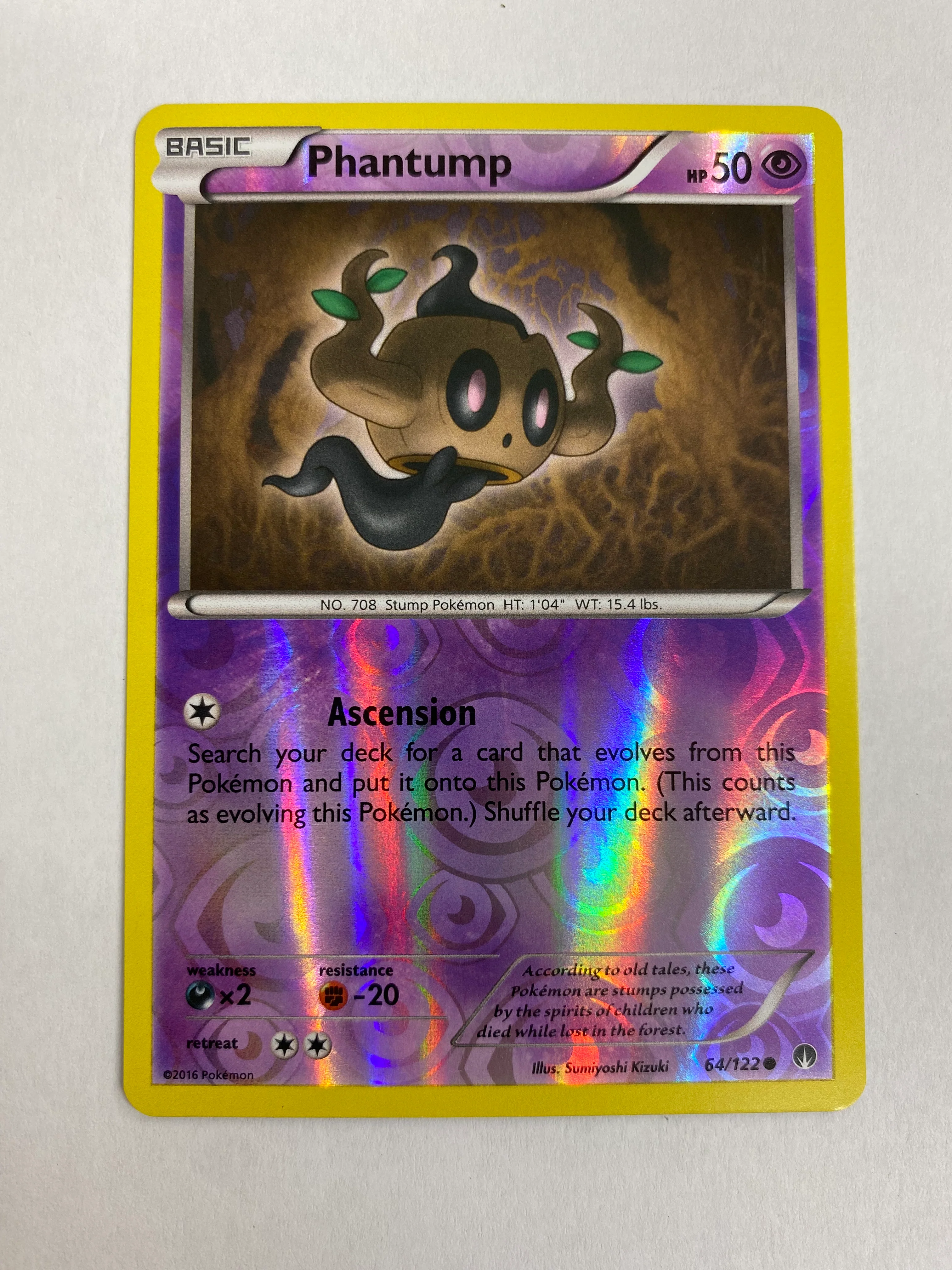 Phantump 64/122  Reverse Holo Pokemon Card Near Mint