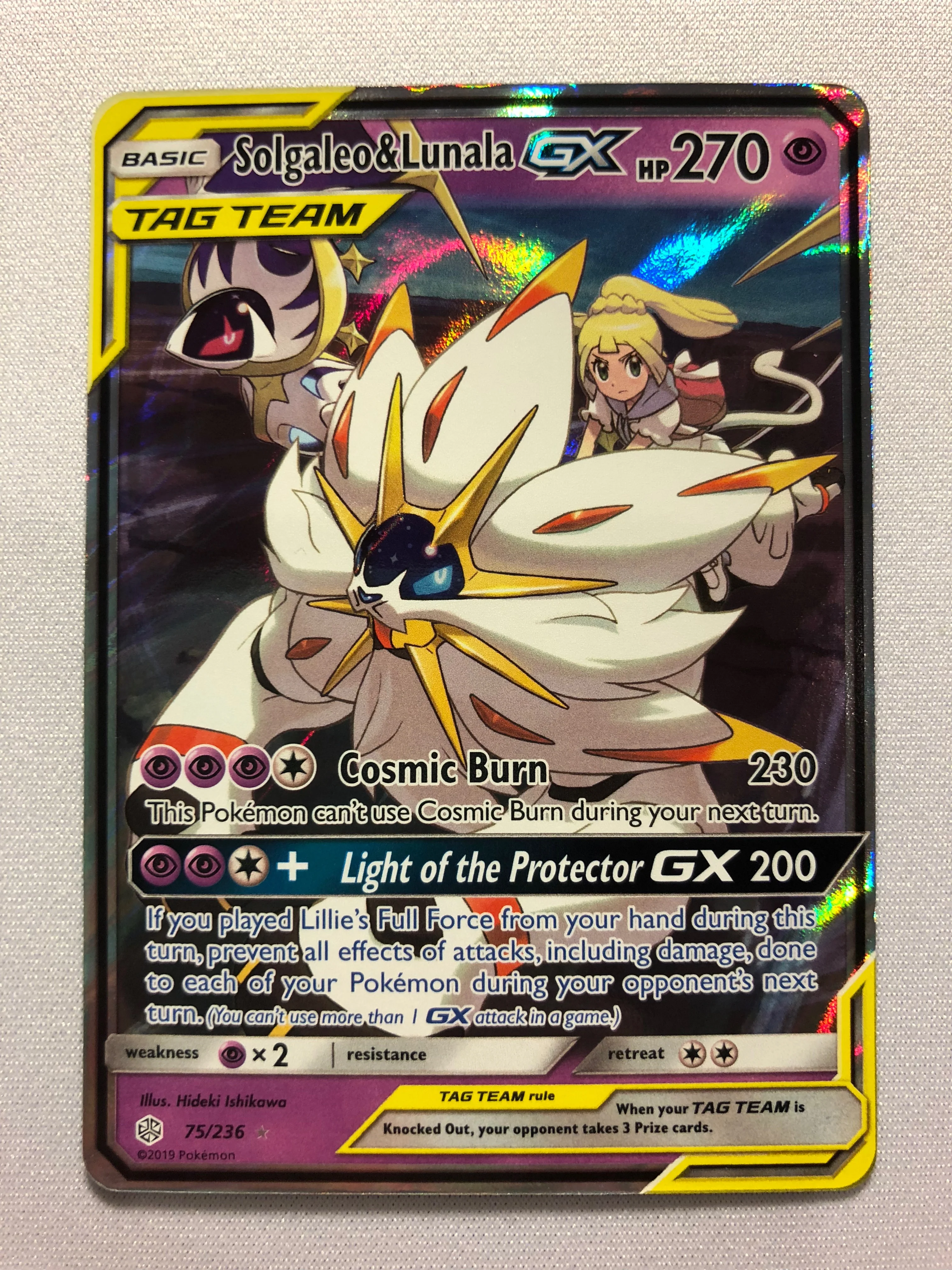 Solgaleo & Lunala GX 75/236 Cosmic Eclipse Full Art Ultra Rare Pokemon Card NM
