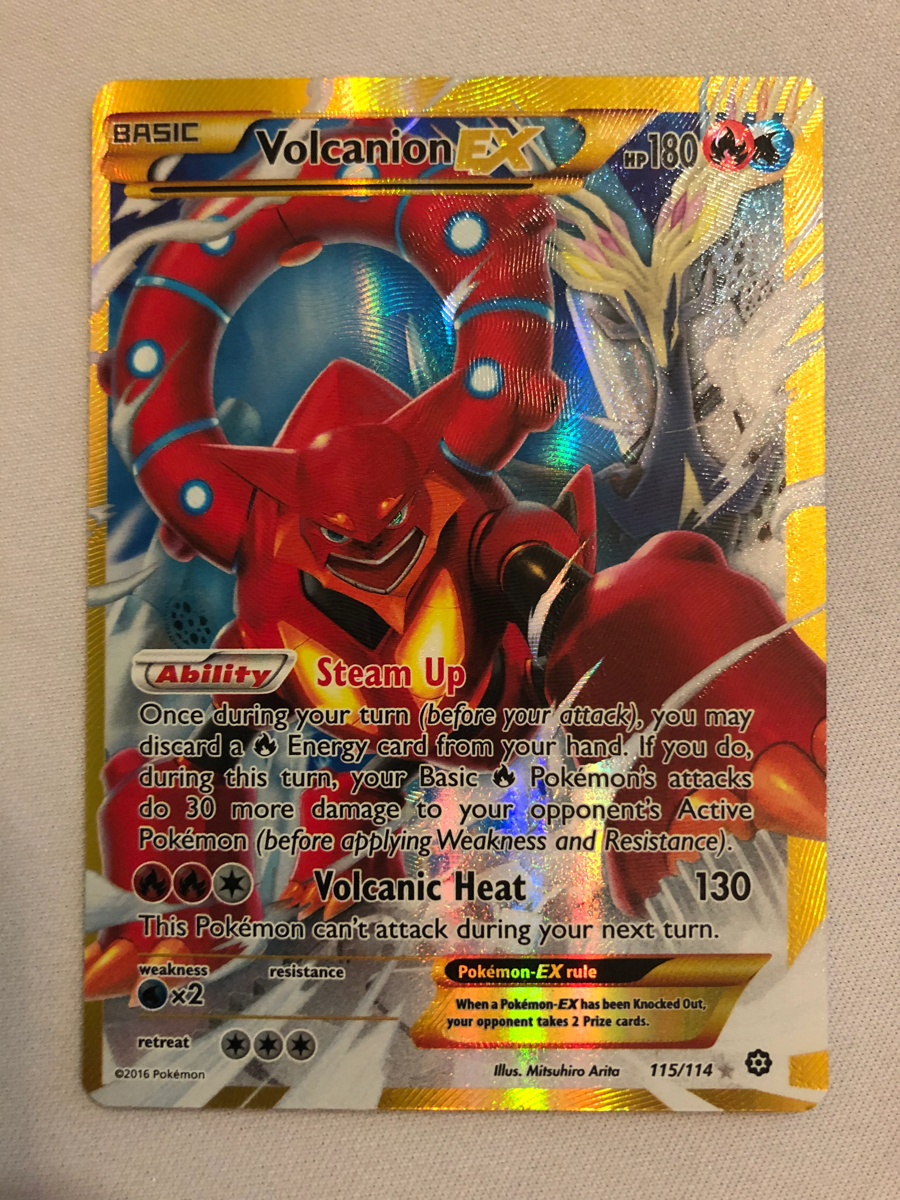 Volcanion EX 115/114 Secret Rare XY Steam Siege Pokemon Card Near Mint