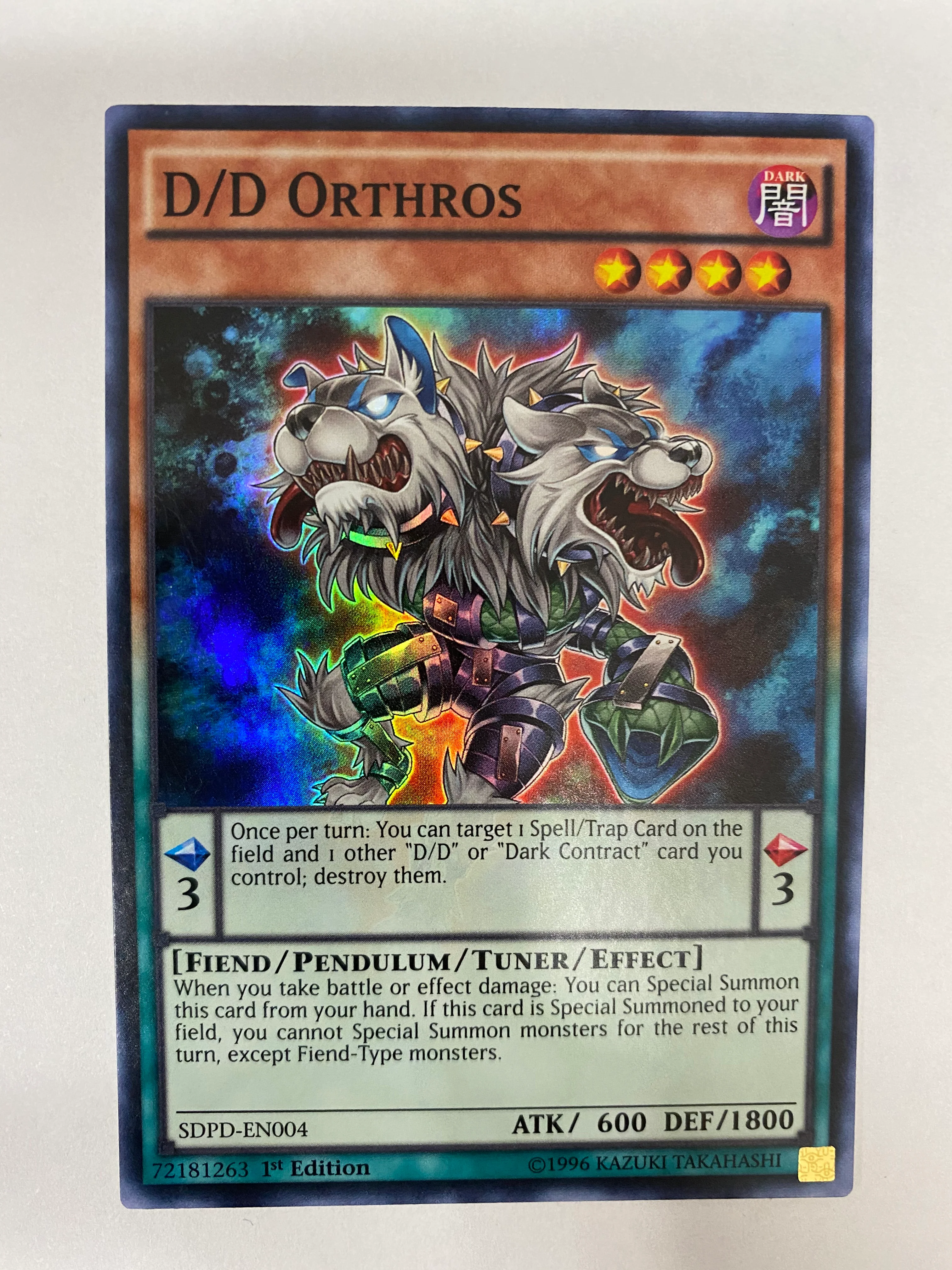 Yugioh D/D Orthros SDPD-EN004 1st Edition Super Rare NM