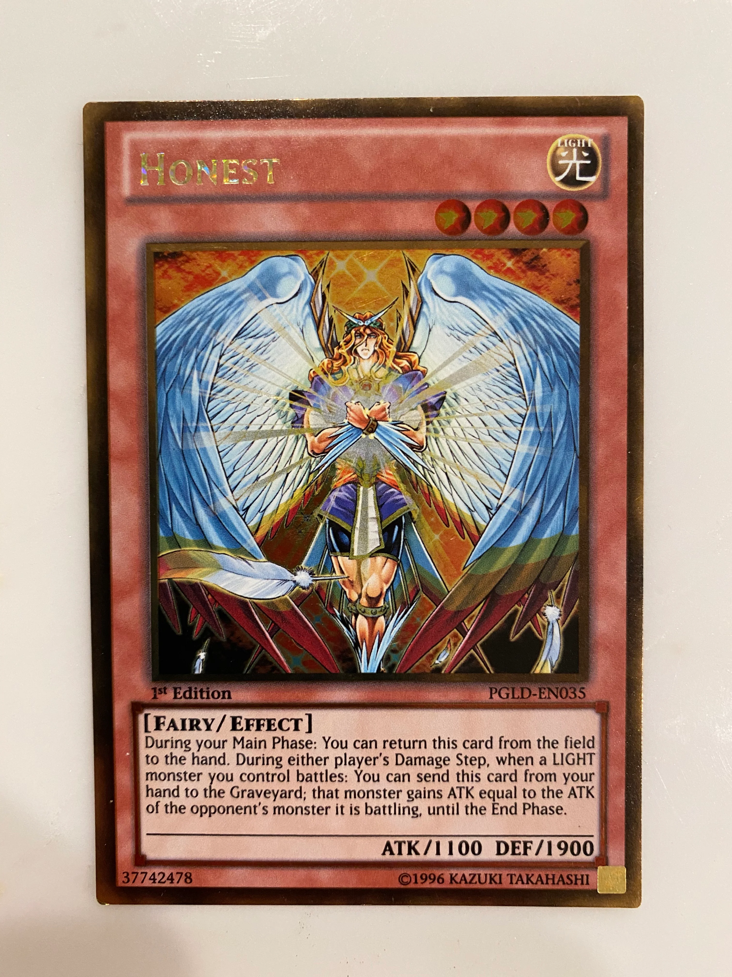 Yugioh Honest  PGLD-EN035 Gold Rare 1st Edition Near Mint